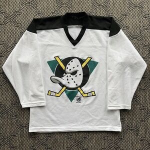 Vintage Anaheim Mighty Ducks Jersey Men's XL White Black NHL Ravens Hockey